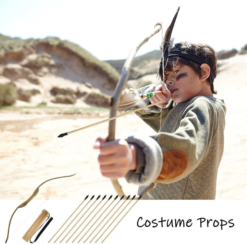 Basbon 10 Pcs Wooden Arrows Soft Rubber Tips, 17 Inch Handmade Wooden Toy Arrow for Kids and Beginners, Archery Bows Outdoor Play Cosplay Costume Decoration - Image 5